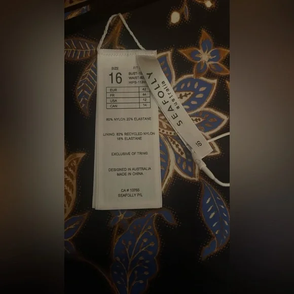 Seafolly - New with all Tags - Silk Road Wide Side Retro Bikini Bottoms sz US 12 - Picture 8 of 13